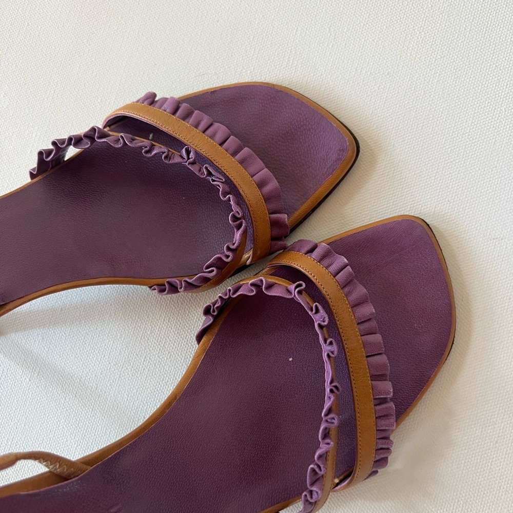 Celine slingback ruffle purple and tan heel size 38 - Picture 6 of 9
